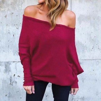ZANZEA Women Sexy Off Shoulder Blouses Shirts Long Batwing Sleeve Slash Neck Blusas Casual Solid Pullover Tops - intl  