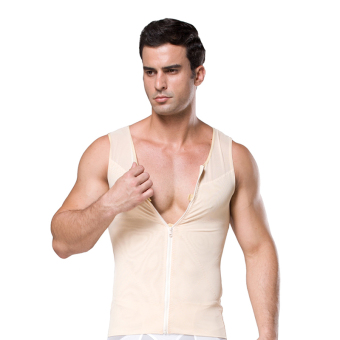 ZEROBODYS Men's Body Slimming Tummy Shaper Vest Belly Underwear Shapewear Girdle Shirt New SS-M09 Beige  