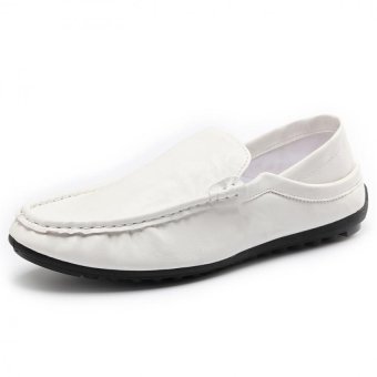ZHAIZUBULUO Fashion Leather Slip On Casual Shoes Men Driving Moccasins Loafers(White) - intl  