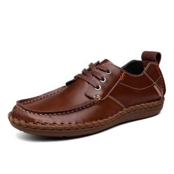 ZHAIZUBULUO Men Casual Leather Flats Shoes BXT-9525 Brown - intl  