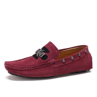 ZHAIZUBULUO Men Fashion Flats Shoes Casual Leather Boat shoes LX-0058(Red) - intl  