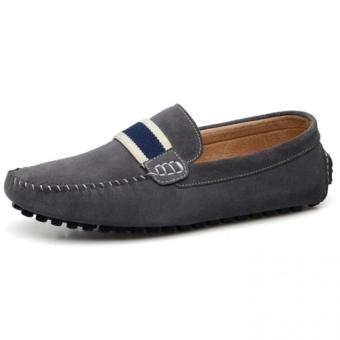 ZHAIZUBULUO Men Fashion Flats Shoes Casual Leather Tod's Boat shoes LX-7599(Gray)   