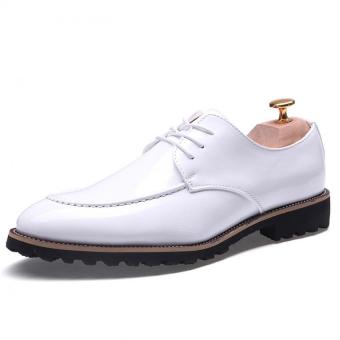 ZHAIZUBULUO Men PU Leather Lace Up Cap-Toe Business Casual Shoes?White? - intl  