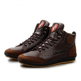 ZHAIZUBULUO Men's Fashion Casual Hight Cut Sneakers Shoes(Dark Brown) - intl  