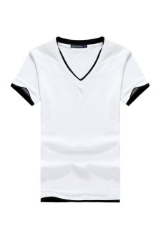 ZHENGQI Men's Cotton Casual Comfortable T-shirts (White) (Intl)  