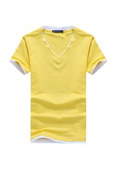 ZHENGQI Men's Cotton Casual Comfortable T-shirts (Yellow) - Intl  