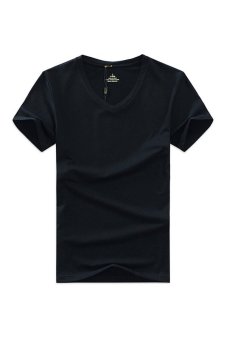 ZHENGQI Men's Plain Casual T-shirt (Black) (Intl)  