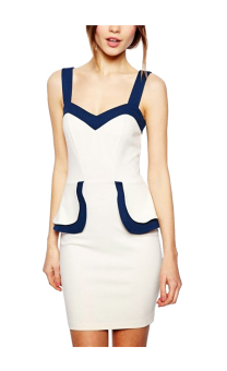 ZigZagZong Backless Peplum Women's Party Bodycon Pencil Dress White (Intl)  