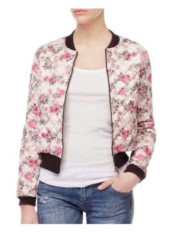 ZigZagZong Flower Women's Quilted Jacket Coat Outwear Sweats Zipper Pockets Multicolor - intl  