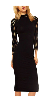 ZigZagZong Hollow Out Women's Party Bodycon Pencil Dress Black (Intl)  