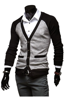 ZigZagZong Men's Casual Slim Fit V-neck Cardigan Jumpers Business Knitwear Coat Outwear New (Grey) (Intl)  