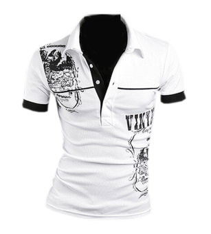 ZigZagZong Men's Fairy Tale Printed Short Sleeve White - Intl  