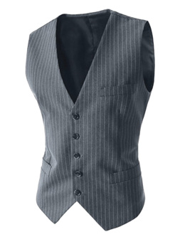 ZigZagZong Vest Business Waistcoat (Grey) (Intl)  