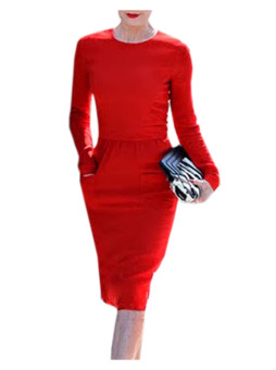 ZigZagZong Women's Formal Wiggle Career Bodycon Pencil Dress Red (Intl)  