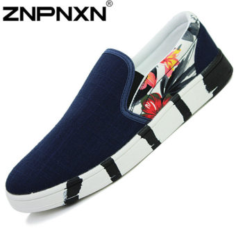 ZNPNXN Four Seasons Men's Casual Shoes Canvas Lazy Shoes (Blue)  