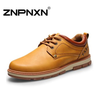 ZNPNXN Men's British Tooling Casual Leather Shoes (Yellow)  