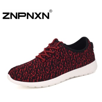ZNPNXN Men's Casual Sports Shoes Summer Breathable YeezyCouple Shoes (Black/Red)  