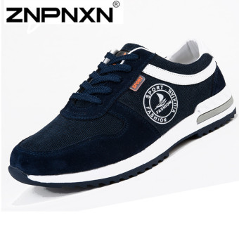ZNPNXN Men's Fashion Fashion Sneakers Suede +Tull Shoes Running Shoes Walking Shoes (Blue)  
