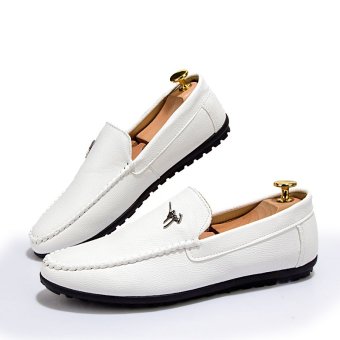 ZNPNXN Men's Fashion Slip-Ons & Loafers Upper Materials Leather (White)  