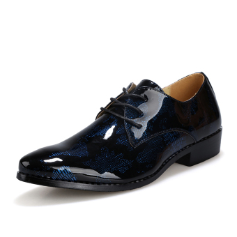Znpnxn Patent Leather Men's Formal Shoes Casual Derby and Oxfords (Blue/Black)  