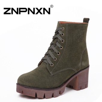 ZNPNXN Women's Fashion 2016 autumn and winter new round thick with thick boots?Green?  