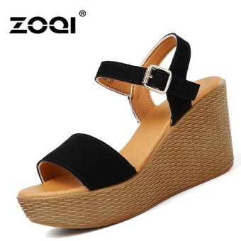 ZOQI Fashion Women Shoes Thick Bottom Heeled Sandals (Black) - intl  