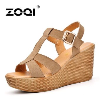 ZOQI Fashion Women Shoes Thick Bottom Heeled Sandals (Brown) - intl  