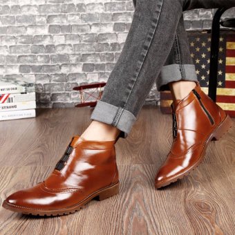 ZOQI man's Boots Europe style brogues retro&fashion (Brown) - intl  