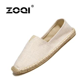ZOQI Men's And Women's Fashion Flat Shoes Cotton Straw Shoes Slip-Ons & Loafers(Beige) - intl  