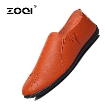 ZOQI Men's Fashion Casual Shoes Comfortable & Breathable Leather Shoes(Orange) - intl  