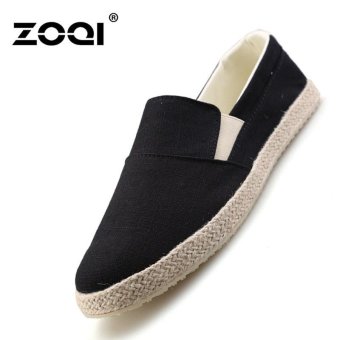 ZOQI Men's Fashion Casual Shoes Linen Slip-Ons & Loafers(Black) - intl  