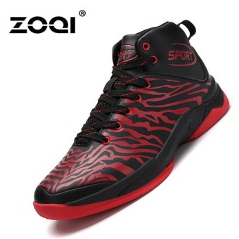 ZOQI Men's Fashion Tiger Pattern Basketball Shoes Breathable Sport Shoes(Black&Red) - intl  