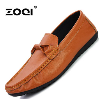 ZOQI Summer Man's Slip-Ons&Loafers Fashion Genuine Leather Breathable Comfortable Shoes(Brown) - intl  
