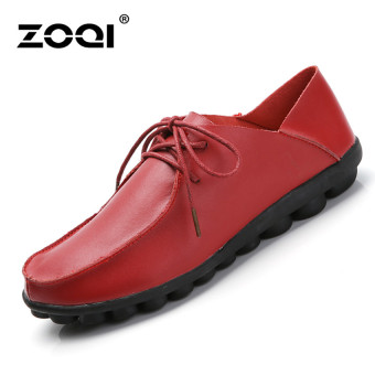 ZOQI Summer Woman's Fashion Mocassins Loafers Casual Breathable Comfortable Shoes (Red)  