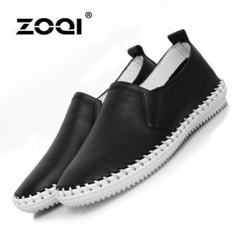 ZOQI summer woman's Flat Slip-Ons genuine leather shoes(Black) - intl  