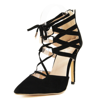 ZOQI woman's fashion Heels Pumps hollow zip backside super model style shoes (Black) - intl  