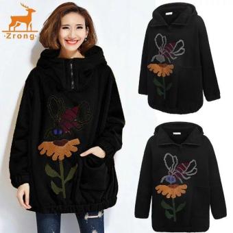 Zrong New Women Causal Cotton Hooded Long Sleeve Animal Printing Pullover Loose Hoodie Sweatshirt (Black) - intl  