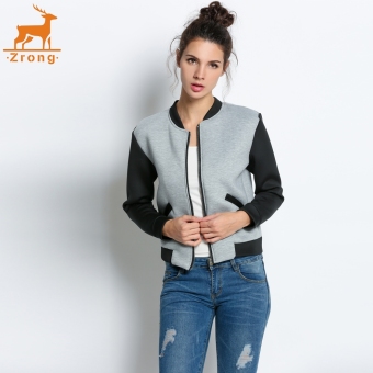 Zrong Stylish Ladies Women Casual Contrast color O-neck Long Sleeve Outerwear Jacket Coat - intl  