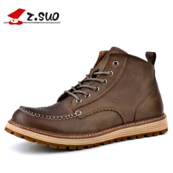 Z.SUO Men's Fashion Ankle Boot Genuine Leather Shoes (Coffee) - intl  