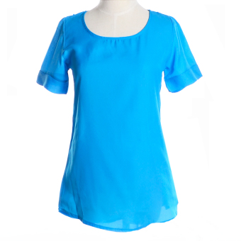 ZUNCLE Chiffon Blouse Tops Fashion T-shirt(Blue)  