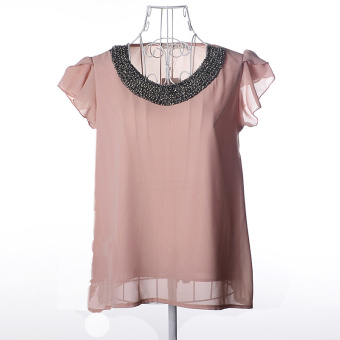ZUNCLE Chiffon Blouse Tops T-shirt(Pink)  