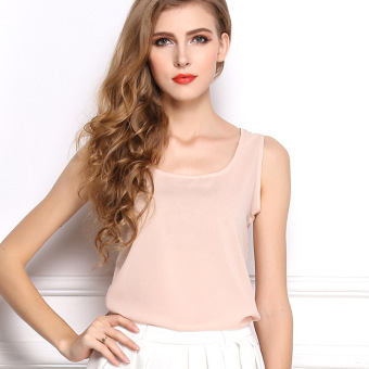 ZUNCLE Chiffon Sleeveless Vest T-shirt(Apricot)  