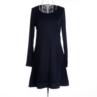 ZUNCLE Long-sleeved Cotton Dress Casual Skirts(Dark blue) - intl  