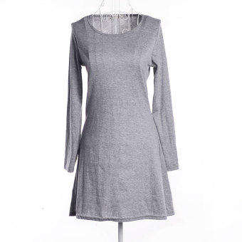 ZUNCLE Long-sleeved Cotton Dress Casual Skirts(Gray) - intl  