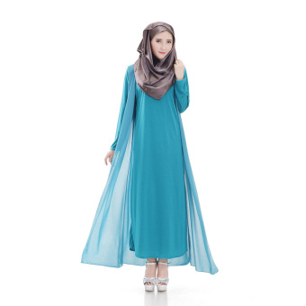 ZUNCLE Muslim Women Chiffon side split dress(Light Blue)  