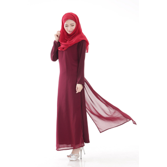 ZUNCLE Muslim Women Chiffon side split dress(Red)  