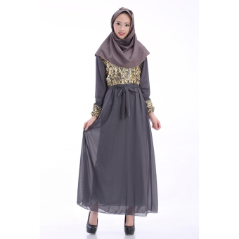 ZUNCLE Muslim Women dress robe Dubai(Gray)  