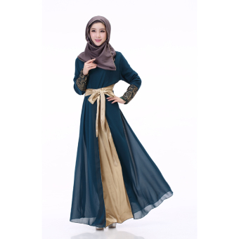 ZUNCLE Muslim Women dress stitching(Dark Blue)  