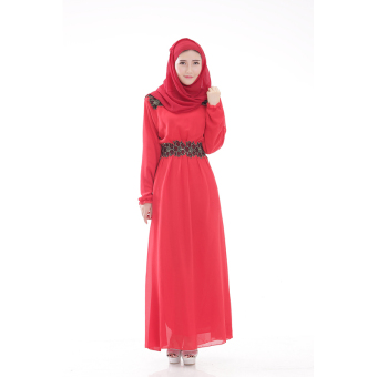 ZUNCLE Saudi Arabia Arab Muslim Women Chiffon Dress(Red)  