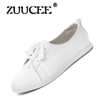 ZUUCEE 2017 spring and autumn the latest series of small white shoes Korean casual female students flat small white shoes leather women's shoes(white)  